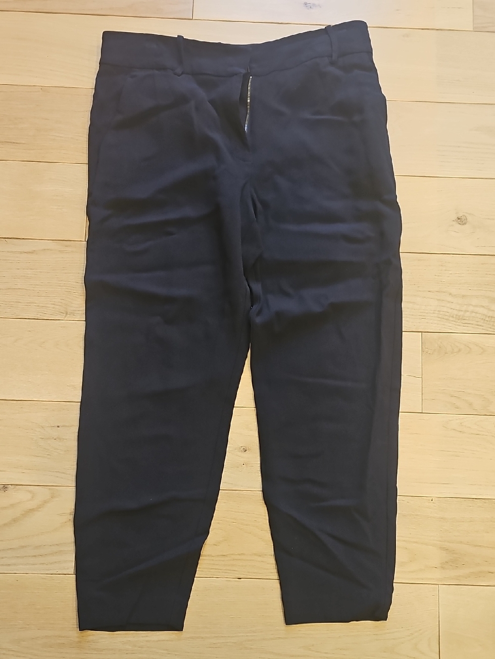 Sezane Navy Tailored High-Waist Pants